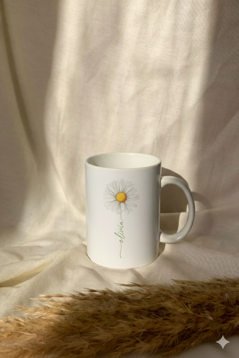 Personalized Daisy Flower Name Mug – "Olivia"