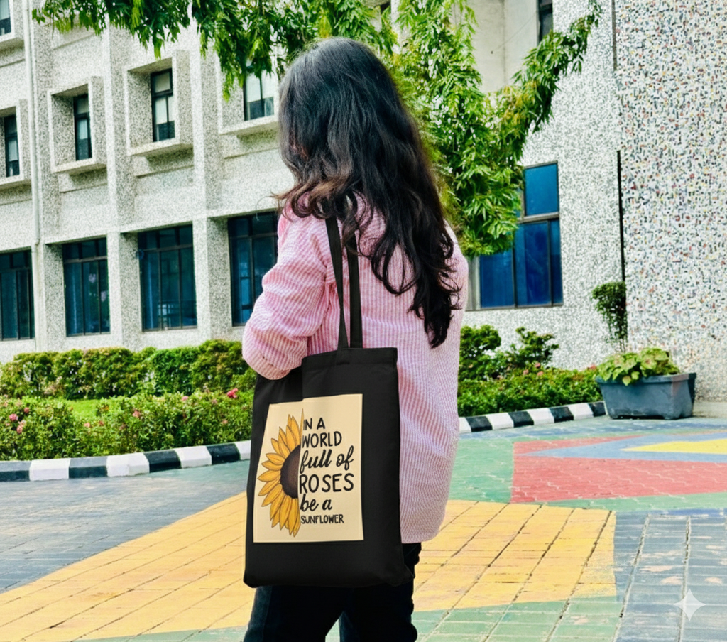 "Be a Sunflower" Motivational Canvas Tote Bag