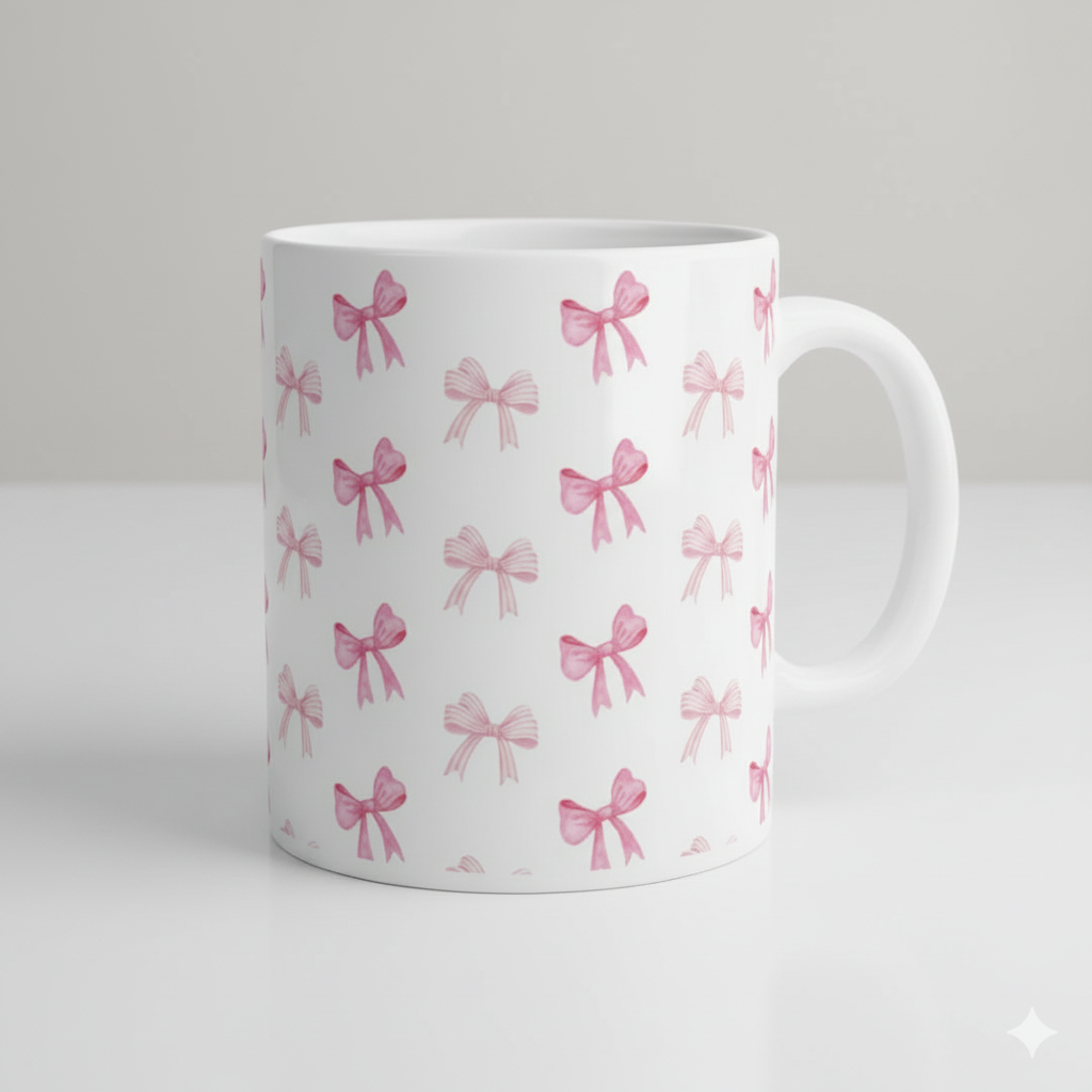 "Pink Bows Galore" Pattern Coffee Mug