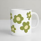 "Groovy Green Bloom" Floral Pattern Ceramic Mug