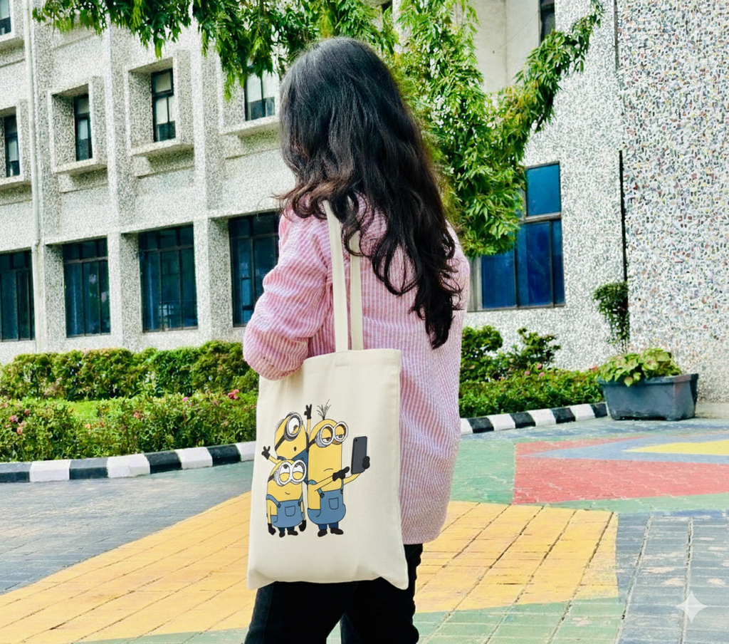 "Minions Selfie Fun" Cartoon Canvas Tote Bag