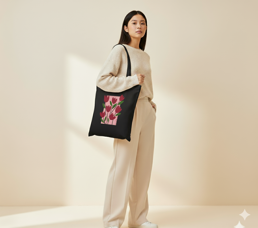 Modern Minimalist Tulip Canvas Tote Bag