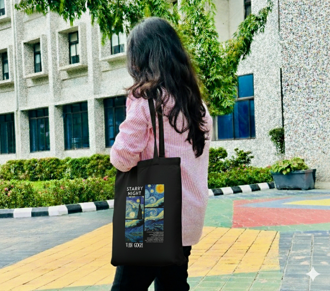 "Starry Night Van Gogh" Canvas Tote Bag