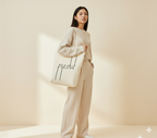 Minimalist "MEOW" Cat Whiskers Canvas Tote Bag