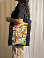 "Mumbai Cityscape" Illustrated Doodle Art Canvas Tote Bag