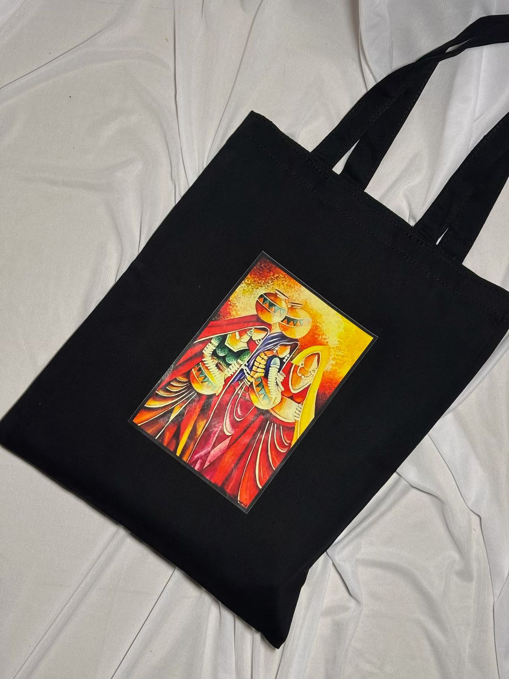 "Matka Carriers" Rajasthani Art Canvas Tote Bag