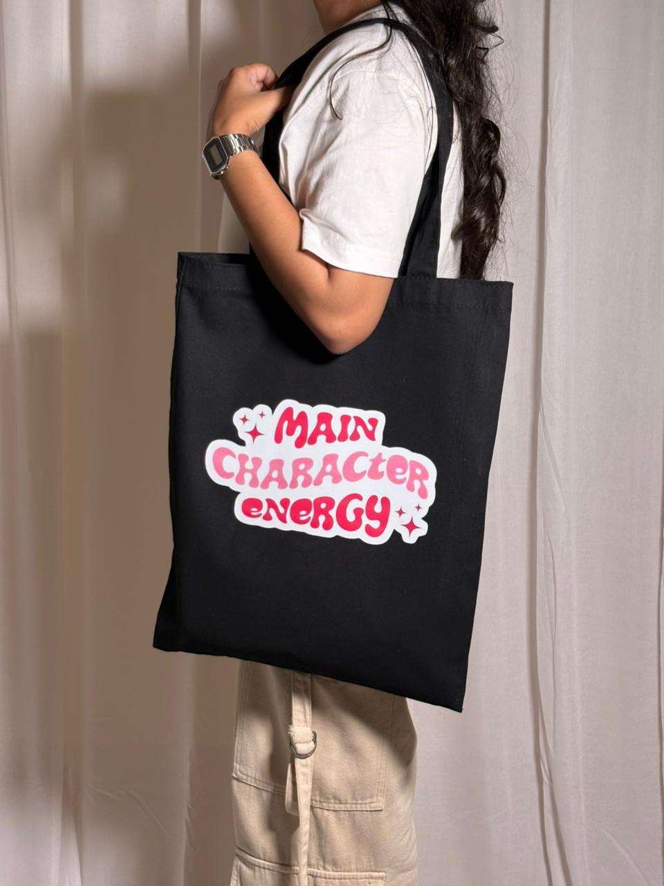 "Main Character Energy" Affirmation Canvas Tote Bag