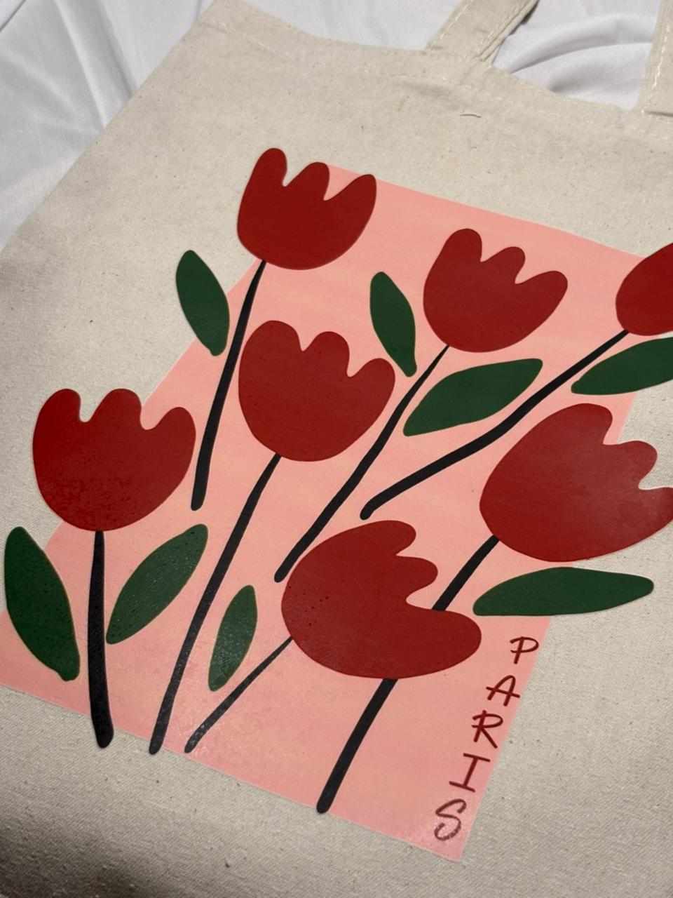 Modern Minimalist Tulip Canvas Tote Bag