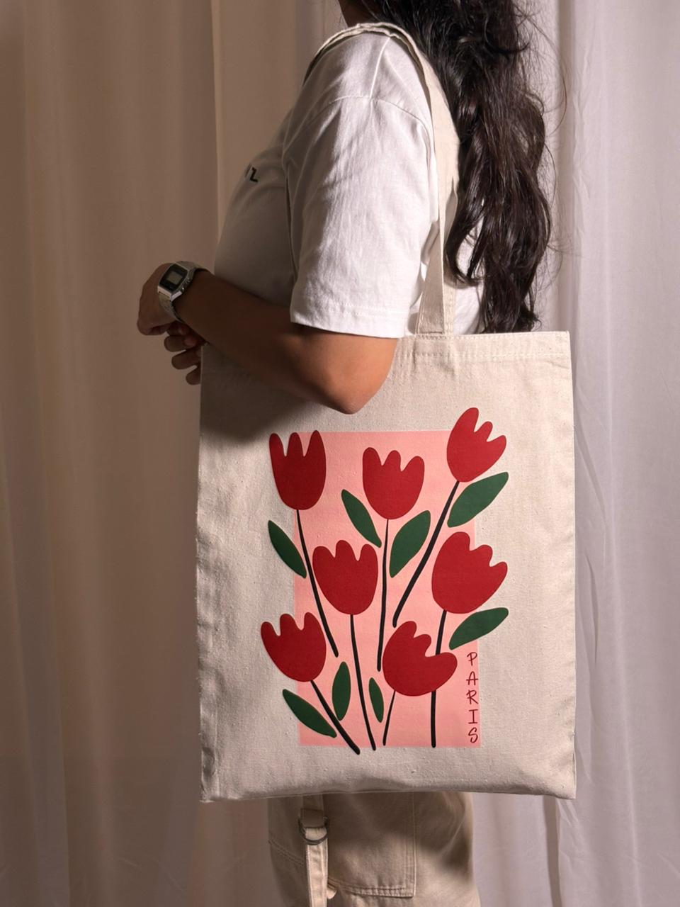 Modern Minimalist Tulip Canvas Tote Bag
