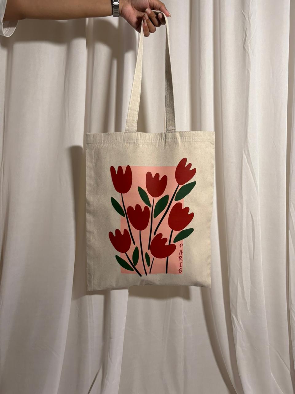 Modern Minimalist Tulip Canvas Tote Bag