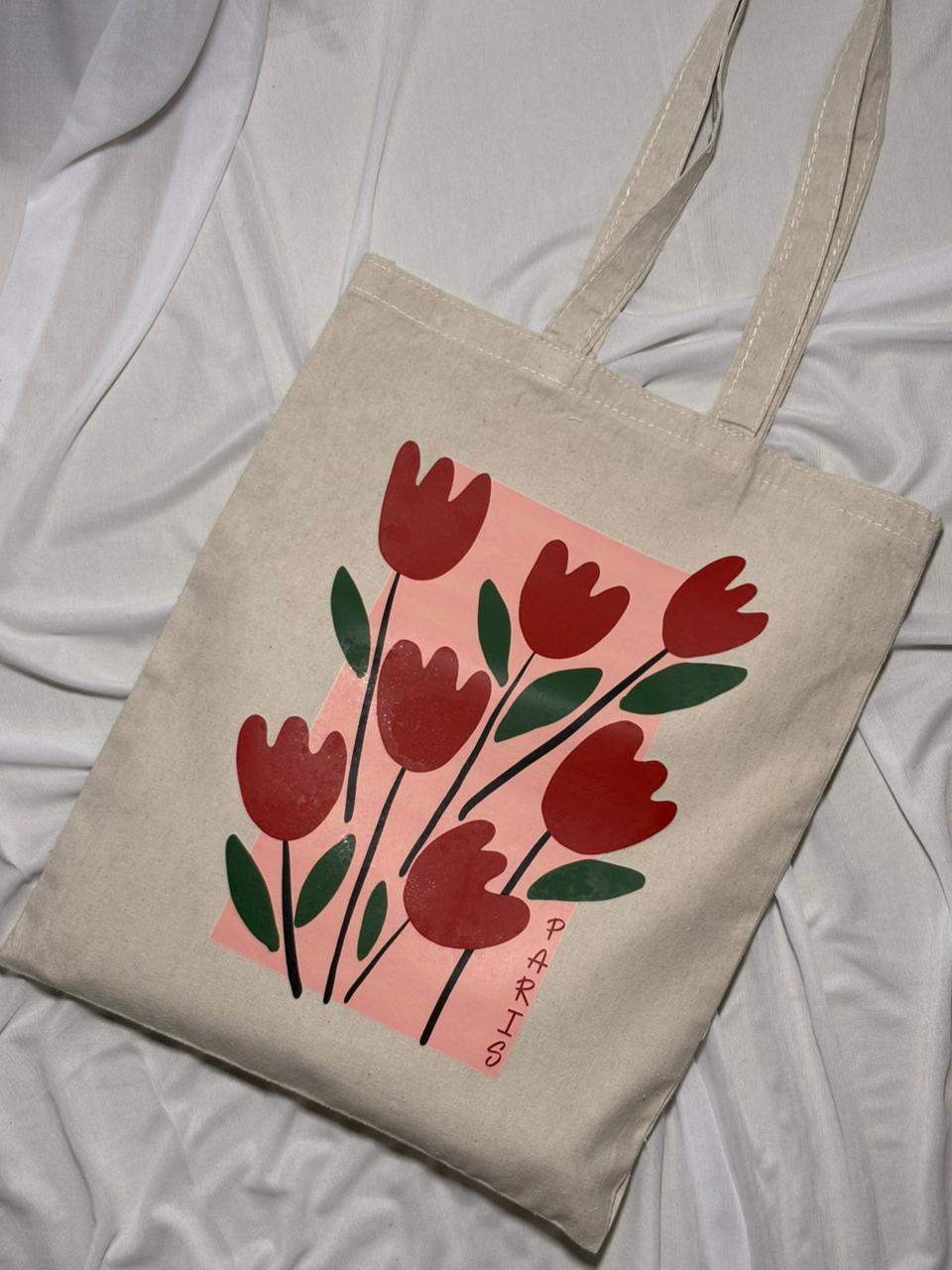 Modern Minimalist Tulip Canvas Tote Bag