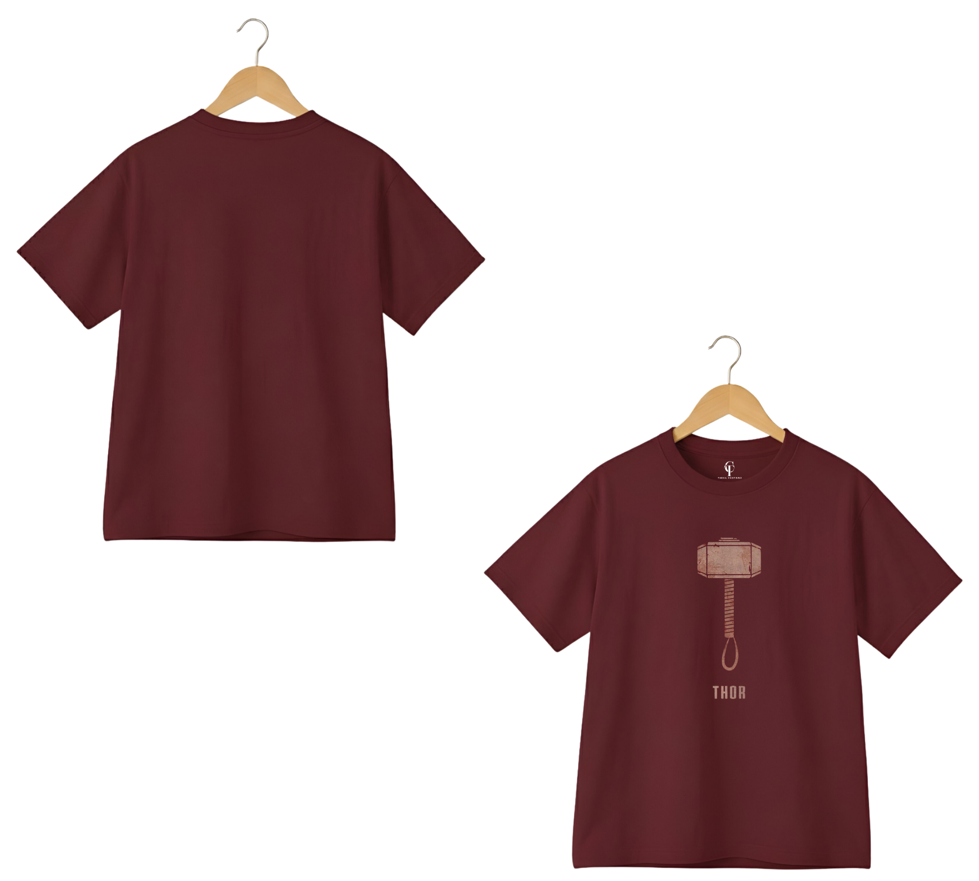 Marvel Thor Hammer Oversized Maroon T-Shirt