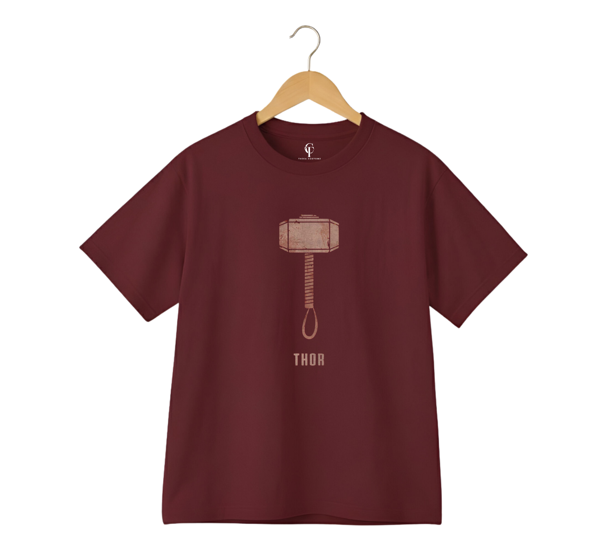Marvel Thor Hammer Oversized Maroon T-Shirt