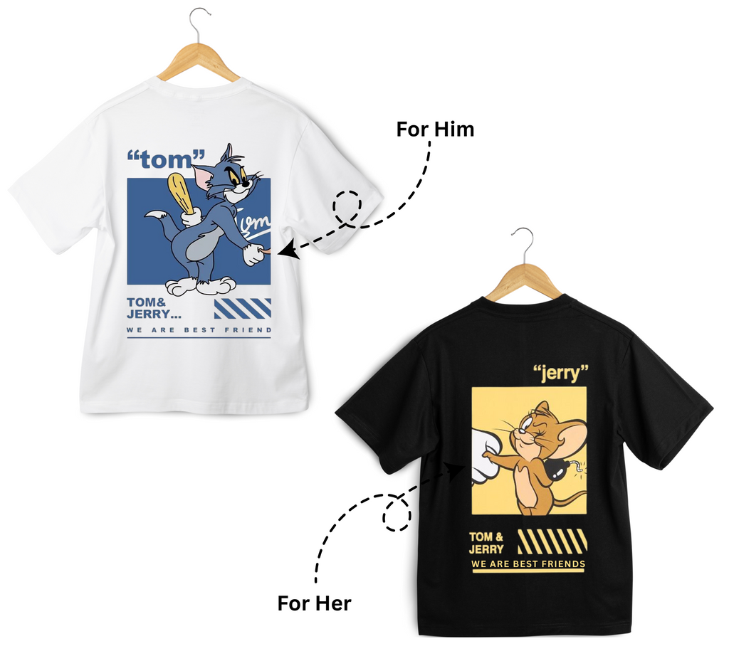 Tom & Jerry Duo: We Are Best Friend Oversized T-Shirts (Set of 2)