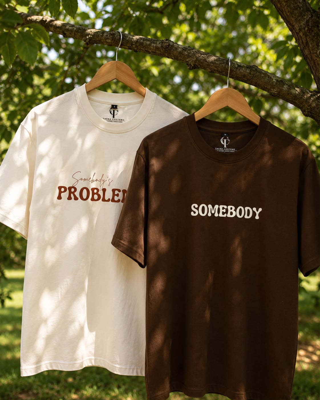 Somebody's Problem & Somebody Oversized T-Shirt Combo | Couple Matching Streetwear Tees | Unisex Drop Shoulder 100% Cotton | His & Her Set for Boyfriend Girlfriend Anniversary Gift
