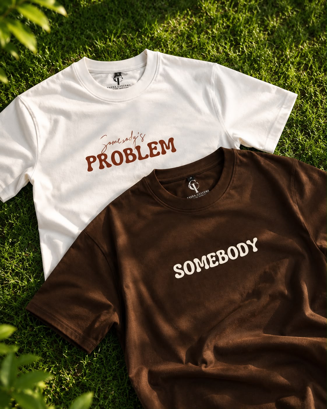 Somebody's Problem & Somebody Oversized T-Shirt Combo | Couple Matching Streetwear Tees | Unisex Drop Shoulder 100% Cotton | His & Her Set for Boyfriend Girlfriend Anniversary Gift