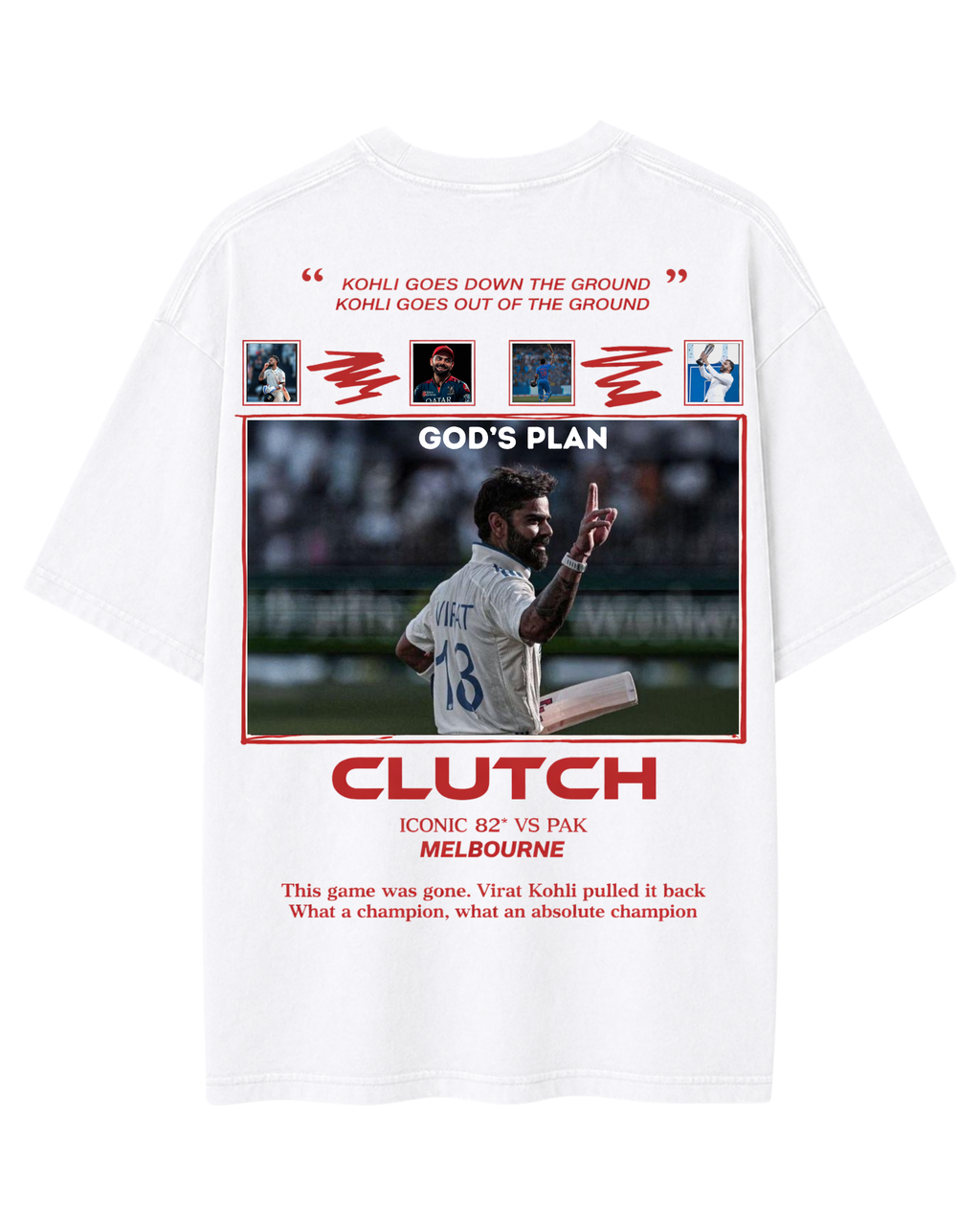 VK18 Virat Kohli Oversized T-Shirt | 240 GSM Premium Cotton Terry | White Graphic Back Print | Unisex Streetwear Fan Edition