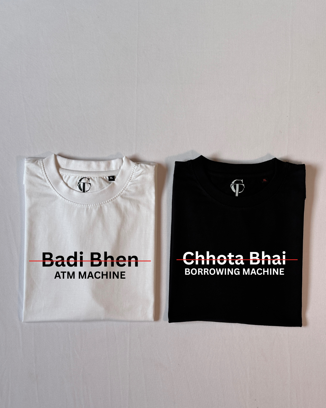 The "Badi Bhen & Chhota Bhai" ATM/Borrowing Machine T-Shirt Set