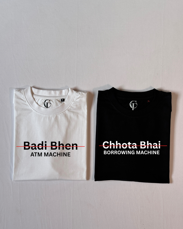 The "Badi Bhen & Chhota Bhai" ATM/Borrowing Machine T-Shirt Set