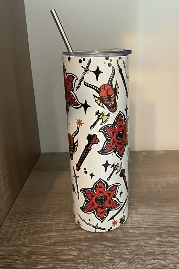 Stranger Things Retro Horror Pattern SS Tumbler