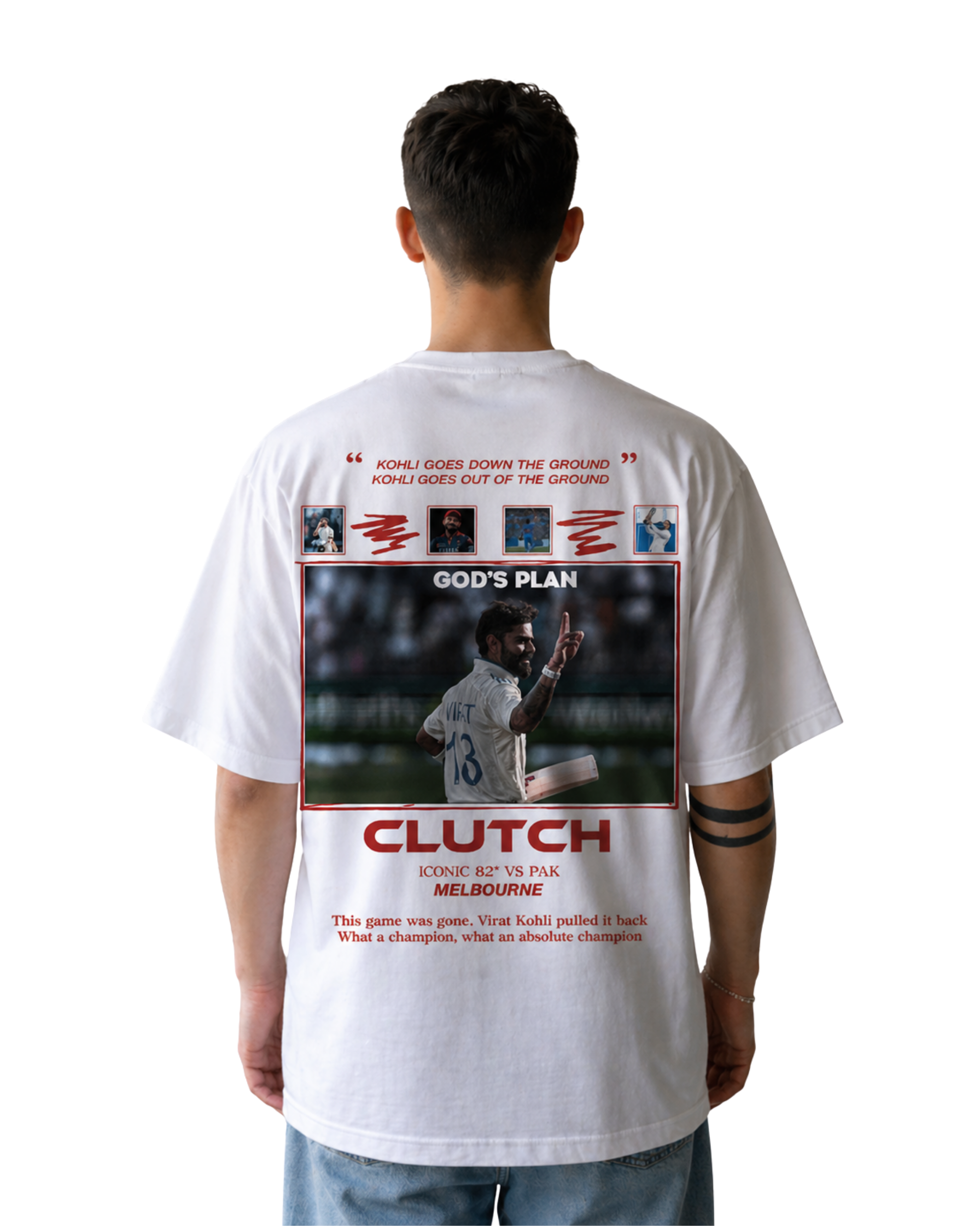 VK18 Virat Kohli Oversized T-Shirt | 240 GSM Premium Cotton Terry | White Graphic Back Print | Unisex Streetwear Fan Edition